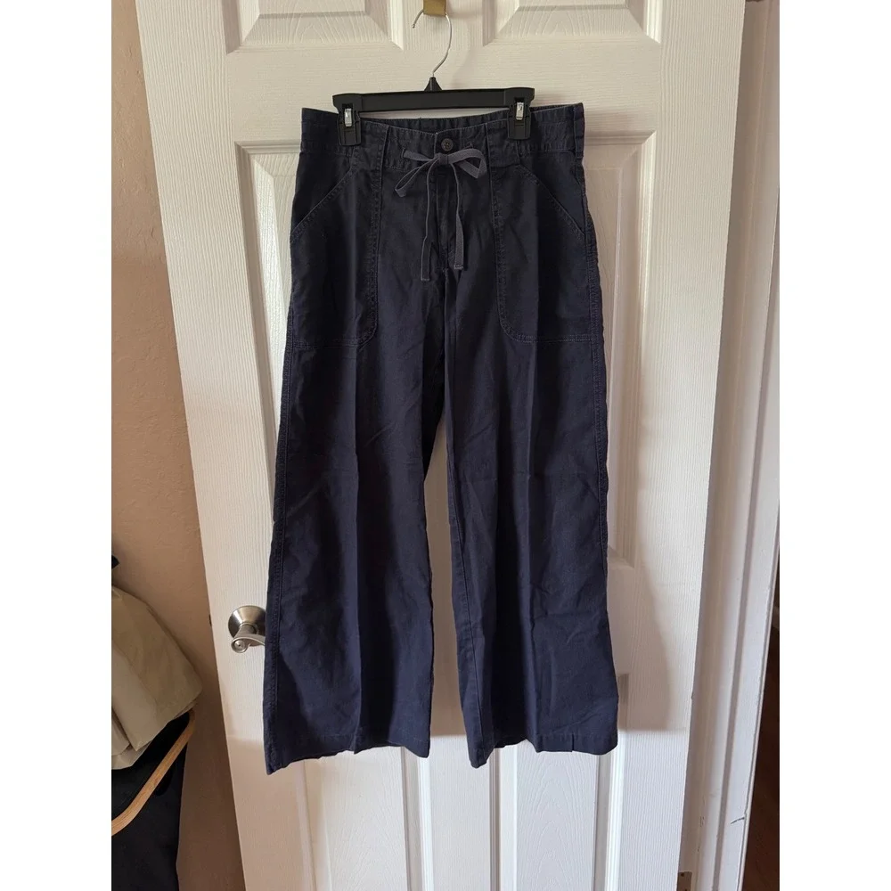 Patagonia Island Hemp Wide Leg Pants Womens Size 2 Navy Blue Hemp Organic Cotton